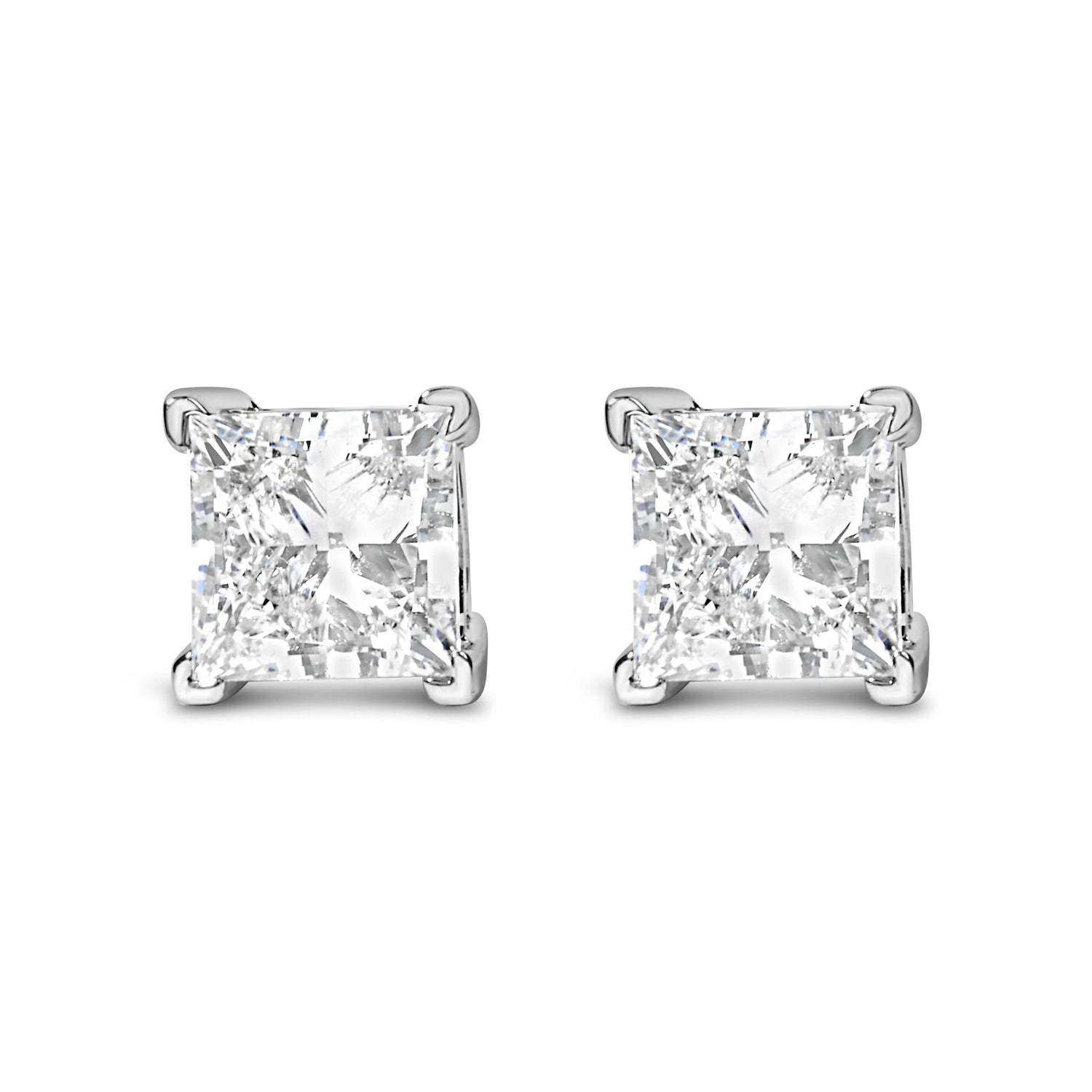 14K White Gold Princess Cut Lab-Grown Diamond Solitaire Stud Earrings (F-G Color, VS2-SI1 Clarity)-0