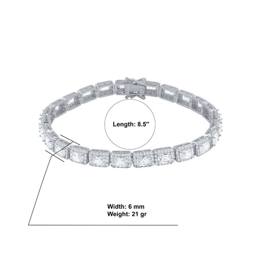Bracciale Tennis Quadrato Zirconi con Micro-Incastro da 6mm - 21,5 cm