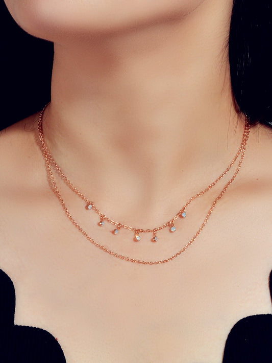 Ladies Jewellery Multi-layer Gold Chain Beads Charm Clavicle Necklace Girls Gift-0
