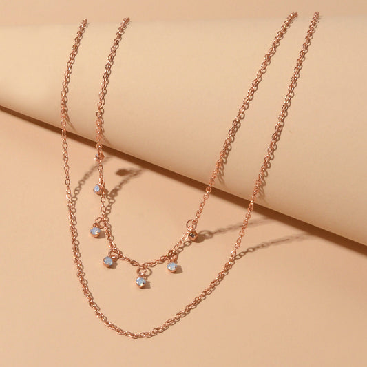 Ladies Jewellery Multi-layer Gold Chain Beads Charm Clavicle Necklace Girls Gift-1