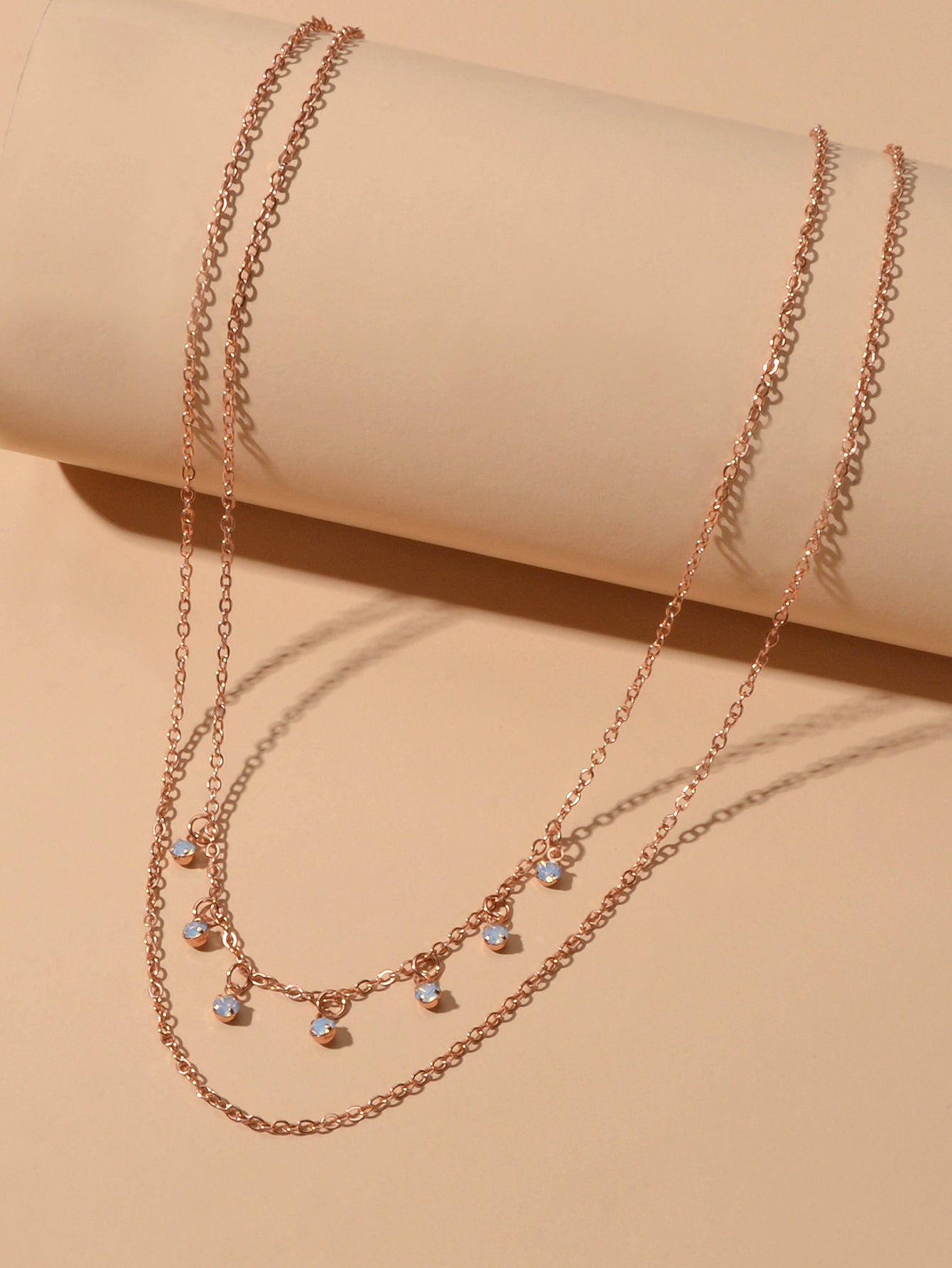 Ladies Jewellery Multi-layer Gold Chain Beads Charm Clavicle Necklace Girls Gift-3