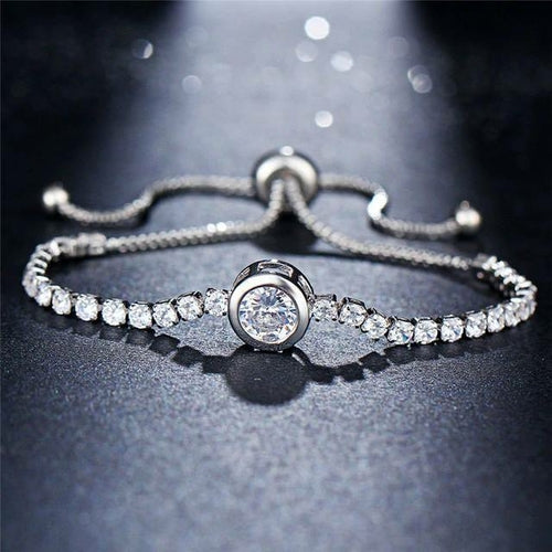 Bracciale Tennis Donna – Zirconi Brillanti, Lunghezza Regolabile